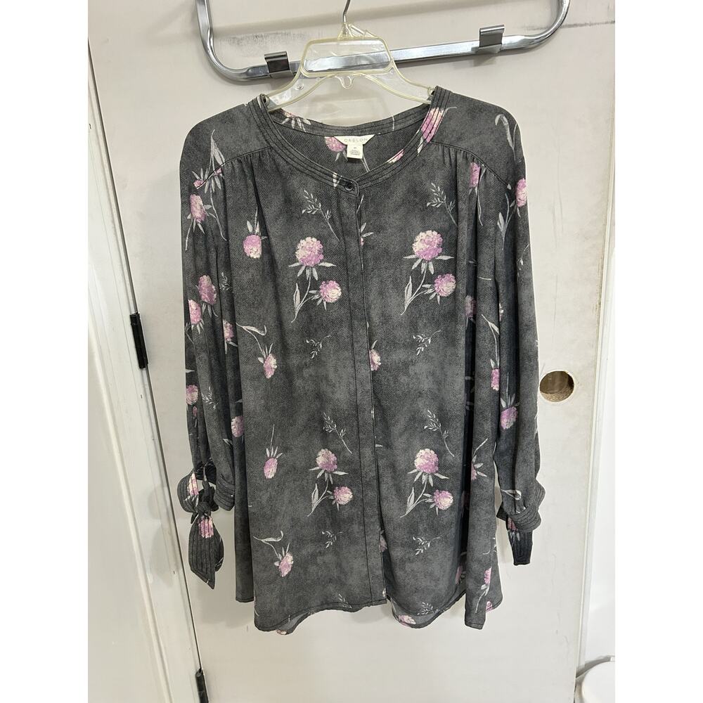 Caslon Gray and Pink Tie Sleeve Hidden Button Down size 2x